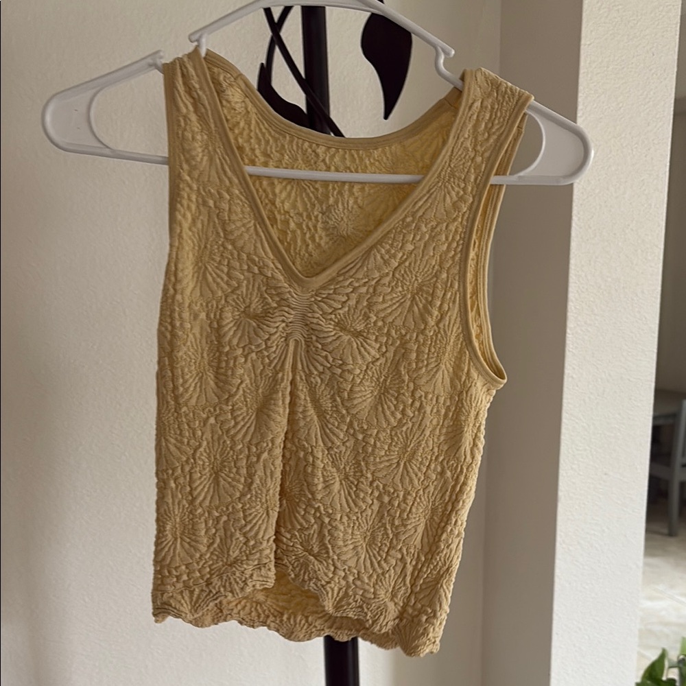 Aura Yellow Tank Top with Textured Design